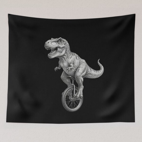 Item preview, T-Rex on a Unicycle – Funny Dinosaur Pencil Art designed and sold by Classic Chaos Creations.