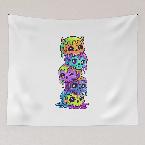 Item preview, Colorful Melting Skulls – Cute Kawaii Dripping Skull Art designed and sold by AliveStyle.