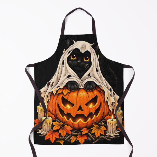 Item preview, Vintage Halloween Cat – Black Cat Ghost & Pumpkin designed and sold by Nexavri Art.