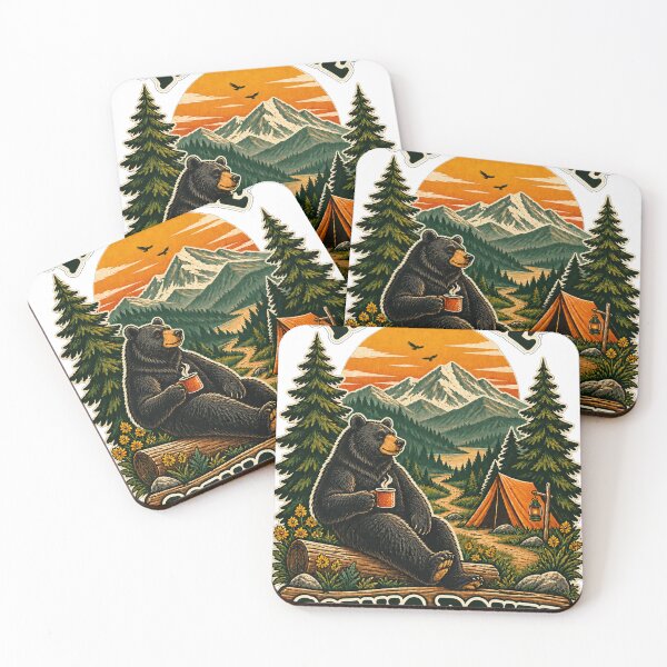 Item preview, Take the Scenic Route – Retro Camping Bear designed and sold by CarrotBadminton.