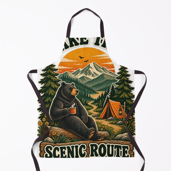 Item preview, Take the Scenic Route – Retro Camping Bear designed and sold by CarrotBadminton.