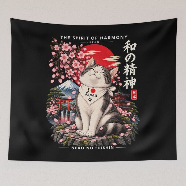 Item preview, Love Japan - The Spirit of Harmony Japanese Cat Culture designed and sold by Nexavri Art.