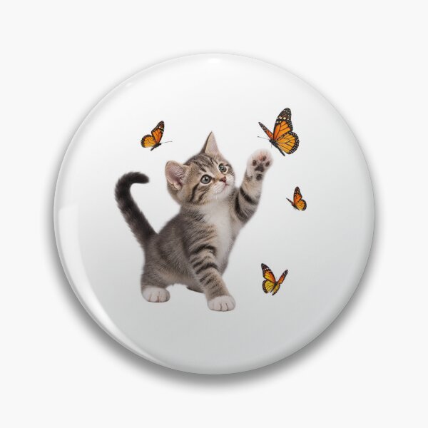 Item preview, Curious kitten and colorful butterflies. designed and sold by Designfs.