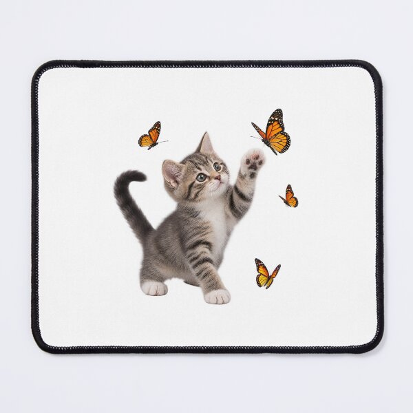 Item preview, Curious kitten and colorful butterflies. designed and sold by Designfs.
