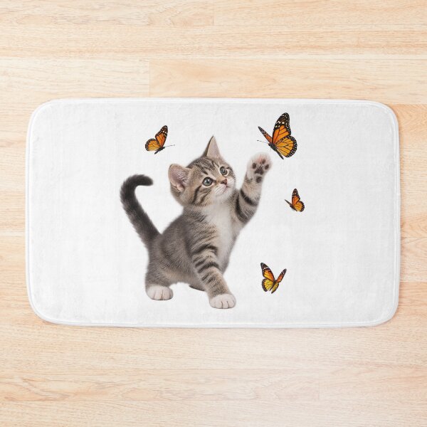 Item preview, Curious kitten and colorful butterflies. designed and sold by Designfs.