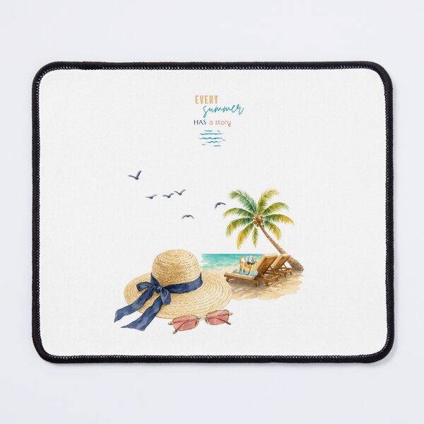 Item preview, Every Summer Has a Story - Straw Hat and Tropical Beach Watercolor designed and sold by Dany and Dom.