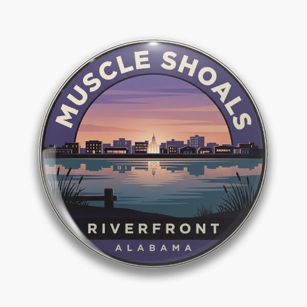 Item preview, Muscle Shoals Riverfront Skyline Alabama Sticker designed and sold by DetourDgn.