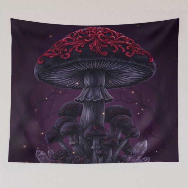 Item preview, Gothic Mushroom Enchanted Forest Witchcore Dark Fantasy designed and sold by JanjjaSoulInk.