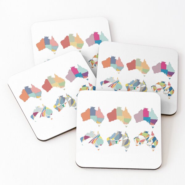 Item preview, Australia Map Set of Six - Colourful States Line Art designed and sold by iampaulmorris.