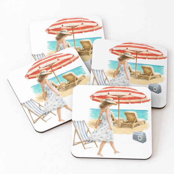 Item preview, Every Summer Has a Story - Young Woman on the Beach Vintage Watercolor designed and sold by Dany and Dom.