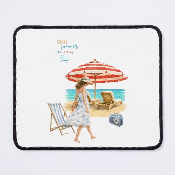 Item preview, Every Summer Has a Story - Young Woman on the Beach Vintage Watercolor designed and sold by Dany and Dom.