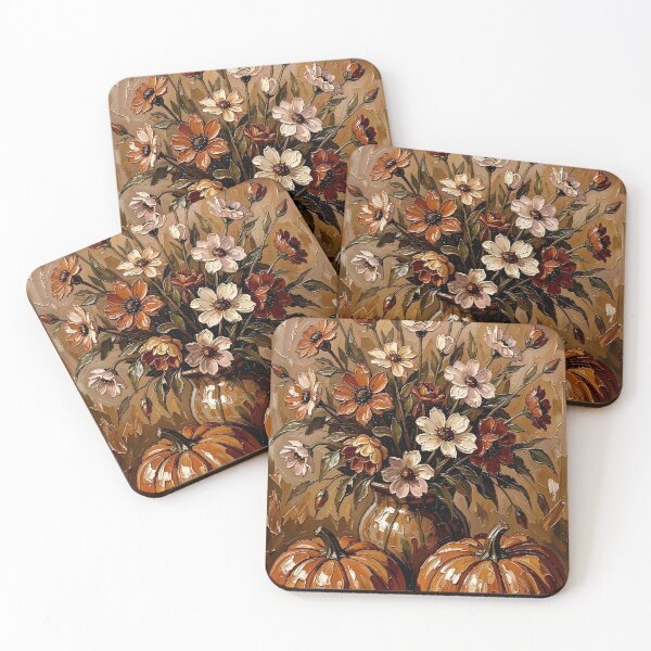 Item preview, Autumn Harvest Pumpkins and Flowers designed and sold by Serene Strokes Art.