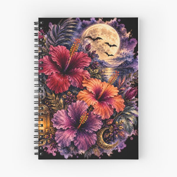 Item preview, Moonlit Gothic Hibiscus Garden | Tropical Halloween Watercolor Art designed and sold by IamNolmo.