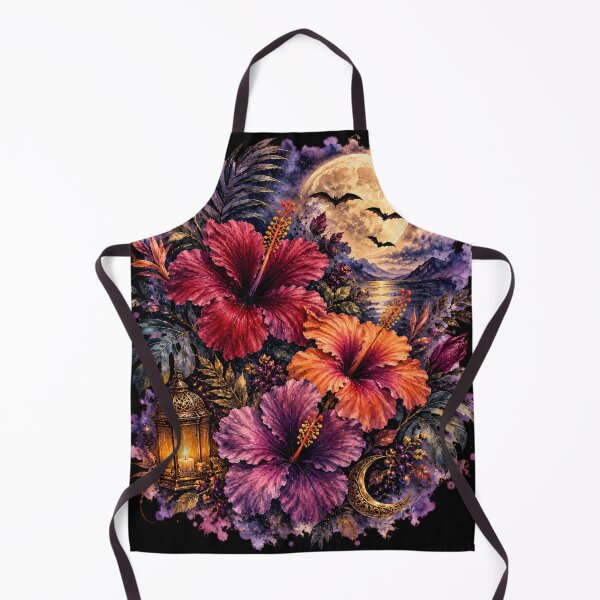 Item preview, Moonlit Gothic Hibiscus Garden | Tropical Halloween Watercolor Art designed and sold by IamNolmo.