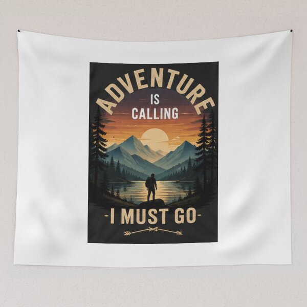 Item preview, Adventure Is Calling And I Must Go Wandering Wilderness Typography designed and sold by everyone cloth house.