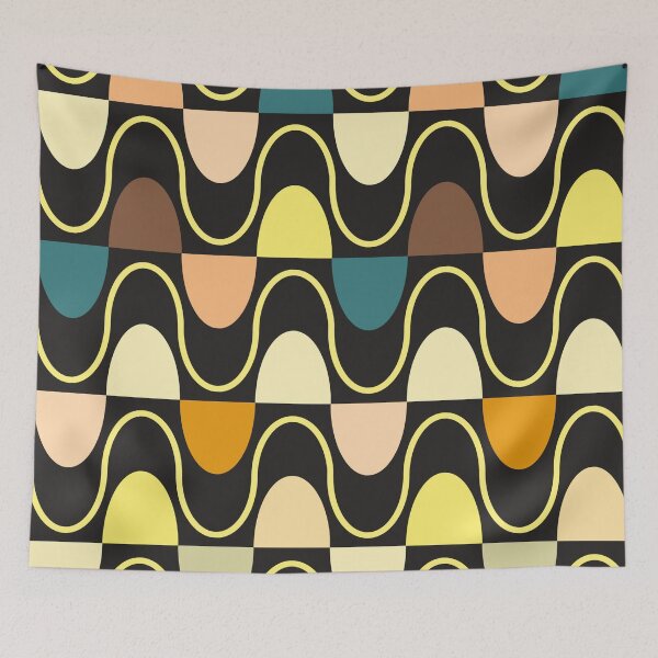 Item preview, Groovy Mod Waveforms – Retro Minimalist Geometric Wave Pattern | Yellow designed and sold by Frohyou.