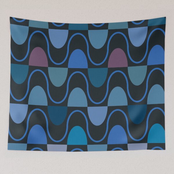 Item preview, Groovy Mod Waveforms – Retro Minimalist Geometric Wave Pattern | Blue designed and sold by Frohyou.