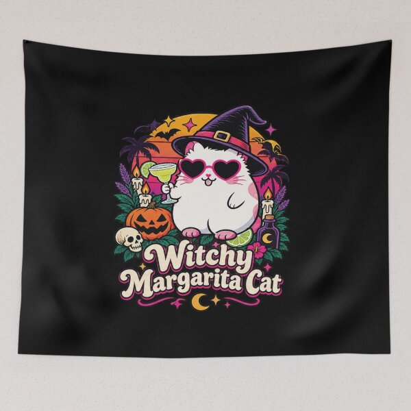 Item preview, Witchy Margarita Cat Shirt – a cute Halloween cocktail tee featuring a magical cat, designed and sold by CHAKSTYLE.