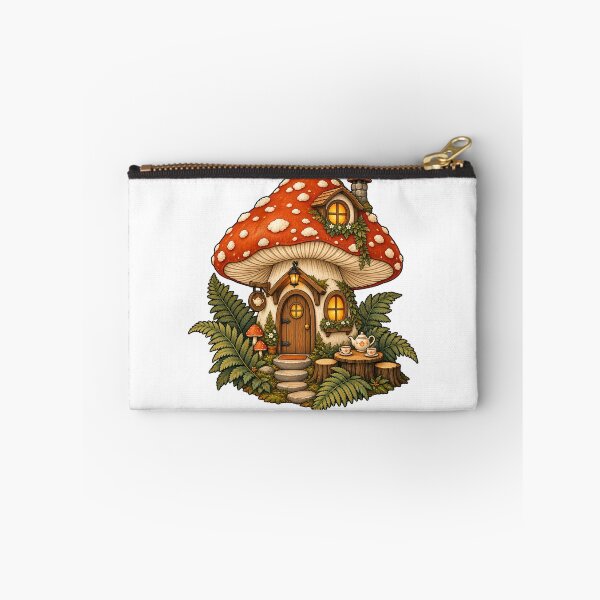Item preview, Mushroom Tea House – Cozy Woodland Cottage Illustration designed and sold by Natrix Art Design.