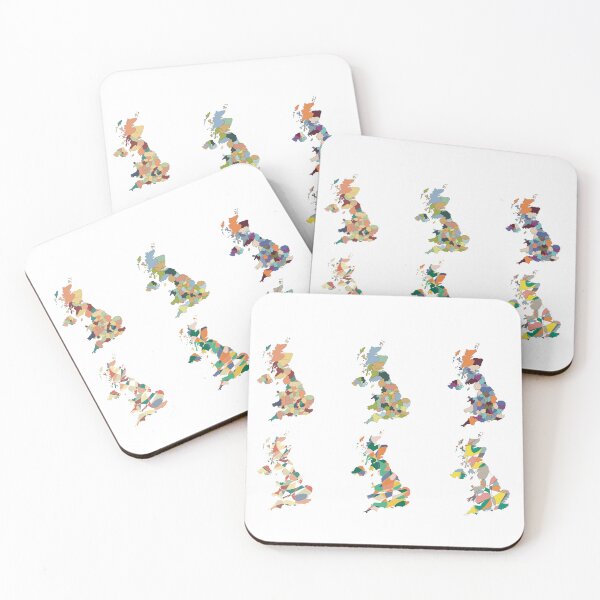 Item preview, UK Map Set of Six - Colourful Counties Line Art designed and sold by iampaulmorris.