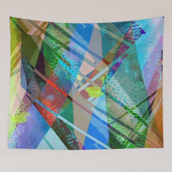 Item preview, Dynamic Textured Geometric Abstraction Blue Green designed and sold by Claws With Paws.