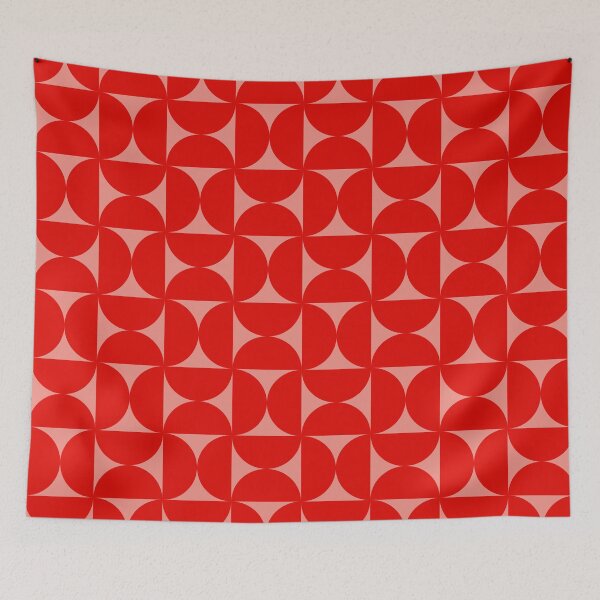 Item preview, Mid-Century Bauhaus Arches – Retro Semicircle Geometric Pattern | Red designed and sold by Frohyou.