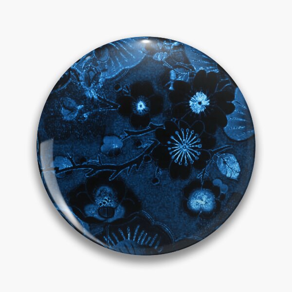 Item preview, Dark Blue Sakura Pattern — Gothic Japanese Floral Art Print designed and sold by BatNature.