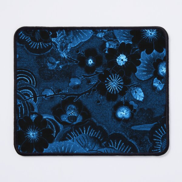 Item preview, Dark Blue Sakura Pattern — Gothic Japanese Floral Art Print designed and sold by BatNature.
