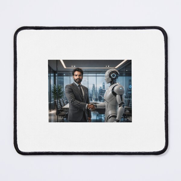 Item preview, Futuristic Corporate Success - Human and AI Robot Handshake designed and sold by Alphakingbeast.