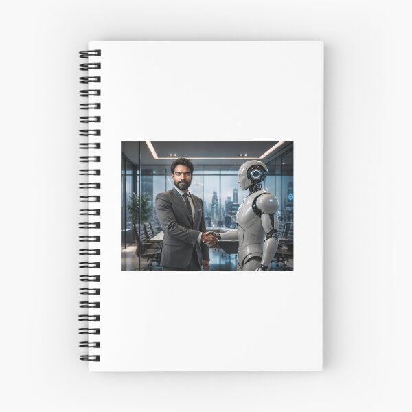 Item preview, Futuristic Corporate Success - Human and AI Robot Handshake designed and sold by Alphakingbeast.