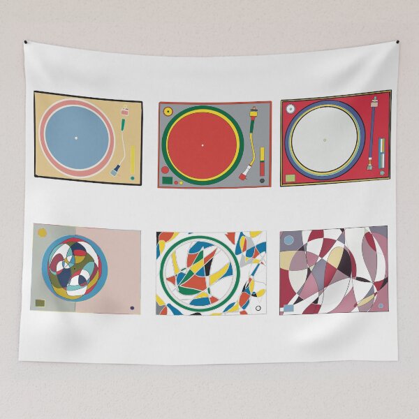 Item preview, Turntable Set of Six - Retro Vinyl Record Player Art designed and sold by iampaulmorris.