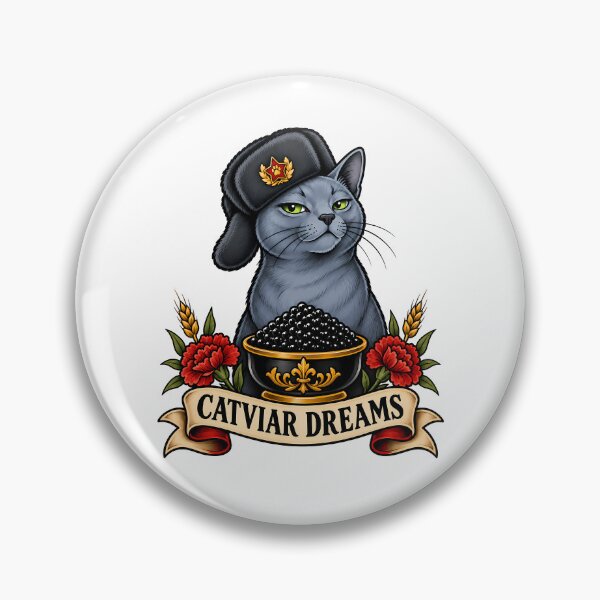 Item preview, Russian Blue Catviar Dreams Vintage Tattoo Art designed and sold by Old's Cool Cat Studio.