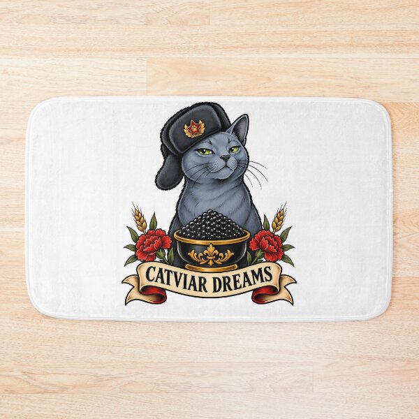 Item preview, Russian Blue Catviar Dreams Vintage Tattoo Art designed and sold by Old's Cool Cat Studio.
