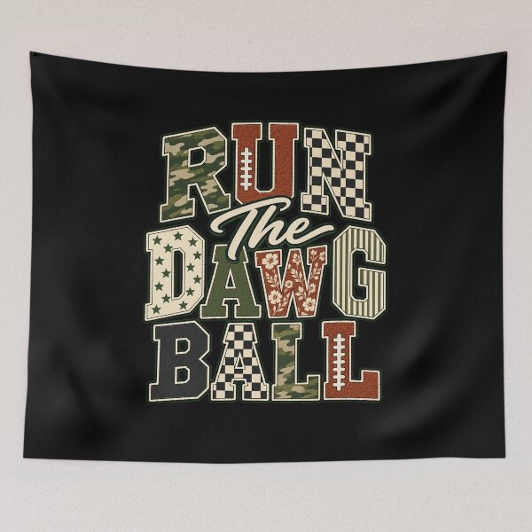 Item preview, Patchwork Run the Dang Ball Football Mom Game Day T-Shirt designed and sold by Trendably.