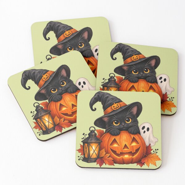 Item preview, Cute Halloween Pattern Black Cat Ghost Pumpkin Witch Bat Autumn Fabric designed and sold by MimiSabu.