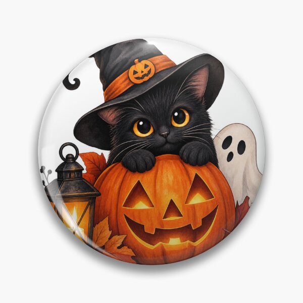 Item preview, Cute Halloween Pattern Black Cat Ghost Pumpkin Witch Bat Autumn Fabric designed and sold by MimiSabu.