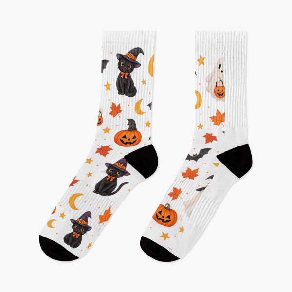 Item preview, Cute Halloween Pattern Black Cat Ghost Pumpkin Witch Bat Autumn Fabric designed and sold by MimiSabu.