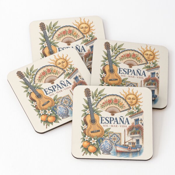Item preview, España Sol Mar Vida – Spanish Travel & Culture Illustration designed and sold by PrintGo26.