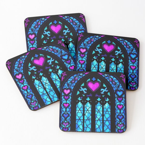Item preview, Gothic Hearts Faux Stained Glass designed and sold by HavenDesign.