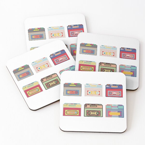 Item preview, Retro Cassette Tape Set of Six - Colourful Vintage Line Drawing designed and sold by iampaulmorris.
