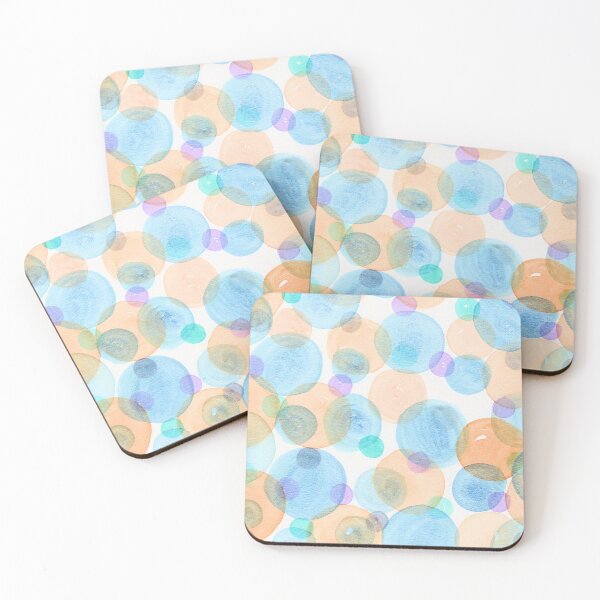 Item preview, Pastel Blue Peach and Mint Watercolour Circles designed and sold by ArithraStudio.