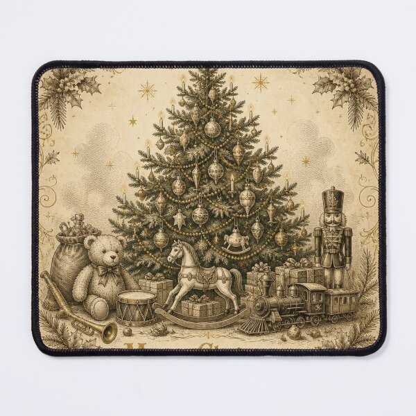 Item preview, Christmas Tree with Toys - Ivory Vintage Illustration designed and sold by SunnyDesign82.