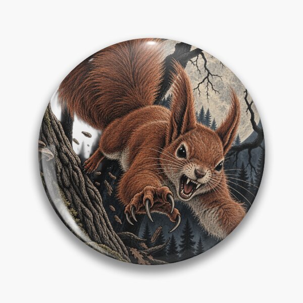 Item preview, Angry Squirrel in Dark Forest – Creepy Woodland Art designed and sold by RKWSHOP.