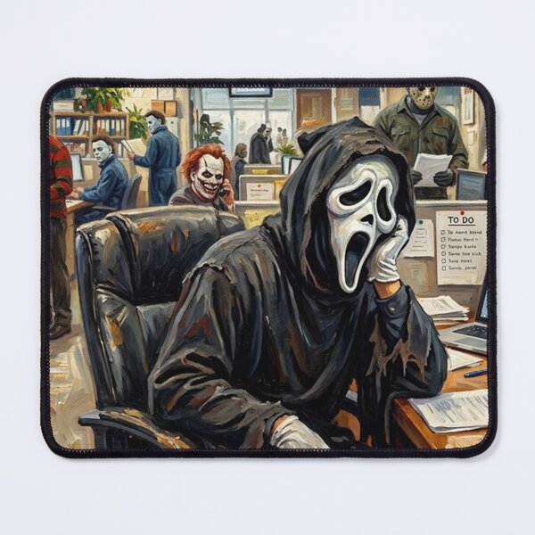 Item preview, Killer Monday Horror Movie Villains Office - Funny Halloween Art designed and sold by Silly Goose Party.