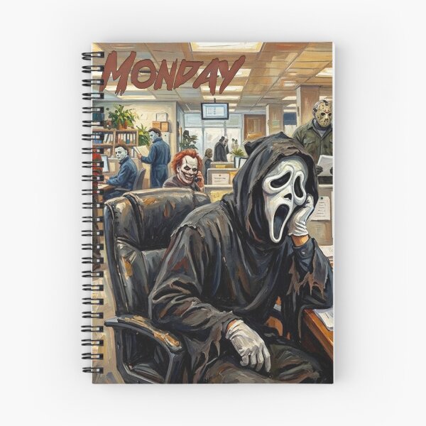 Item preview, Killer Monday Horror Movie Villains Office - Funny Halloween Art designed and sold by Silly Goose Party.