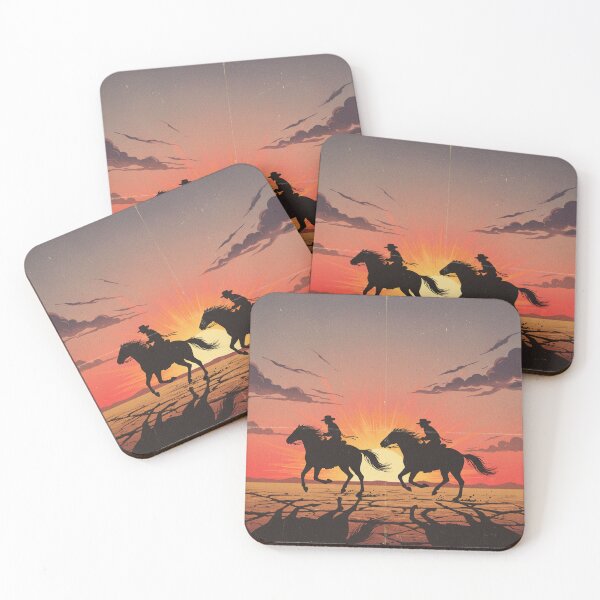 Item preview, Vintage Western sunset style: silhouette of two cowboys on horseback designed and sold by MatildeStore.