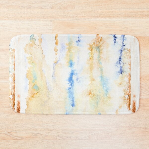 Item preview, Blue and Ochre Abstract Watercolour Rain designed and sold by ArithraStudio.