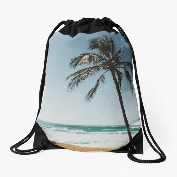 Palm Tree By The Beach Drawstring Bag