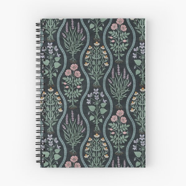 Item preview, Vintage Herbarium Botanical Cottage Plants In Sage Green On Dark Muted Teal  designed and sold by EliveraDesigns.