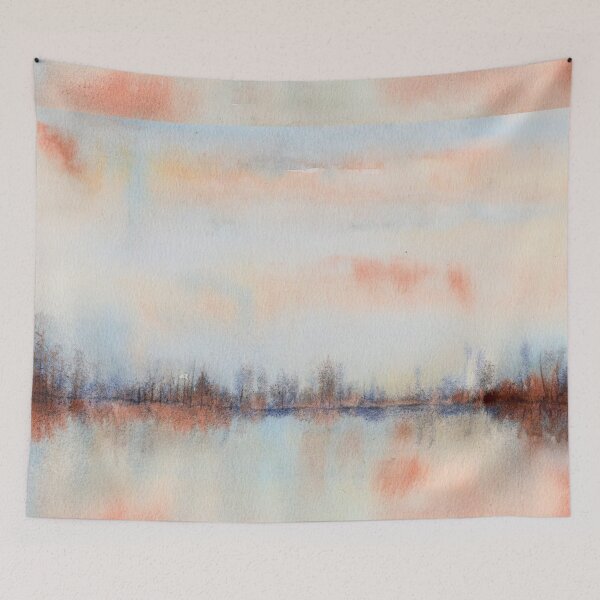 Item preview, Fault Line, Rust and Blue Abstract Watercolour designed and sold by ArithraStudio.